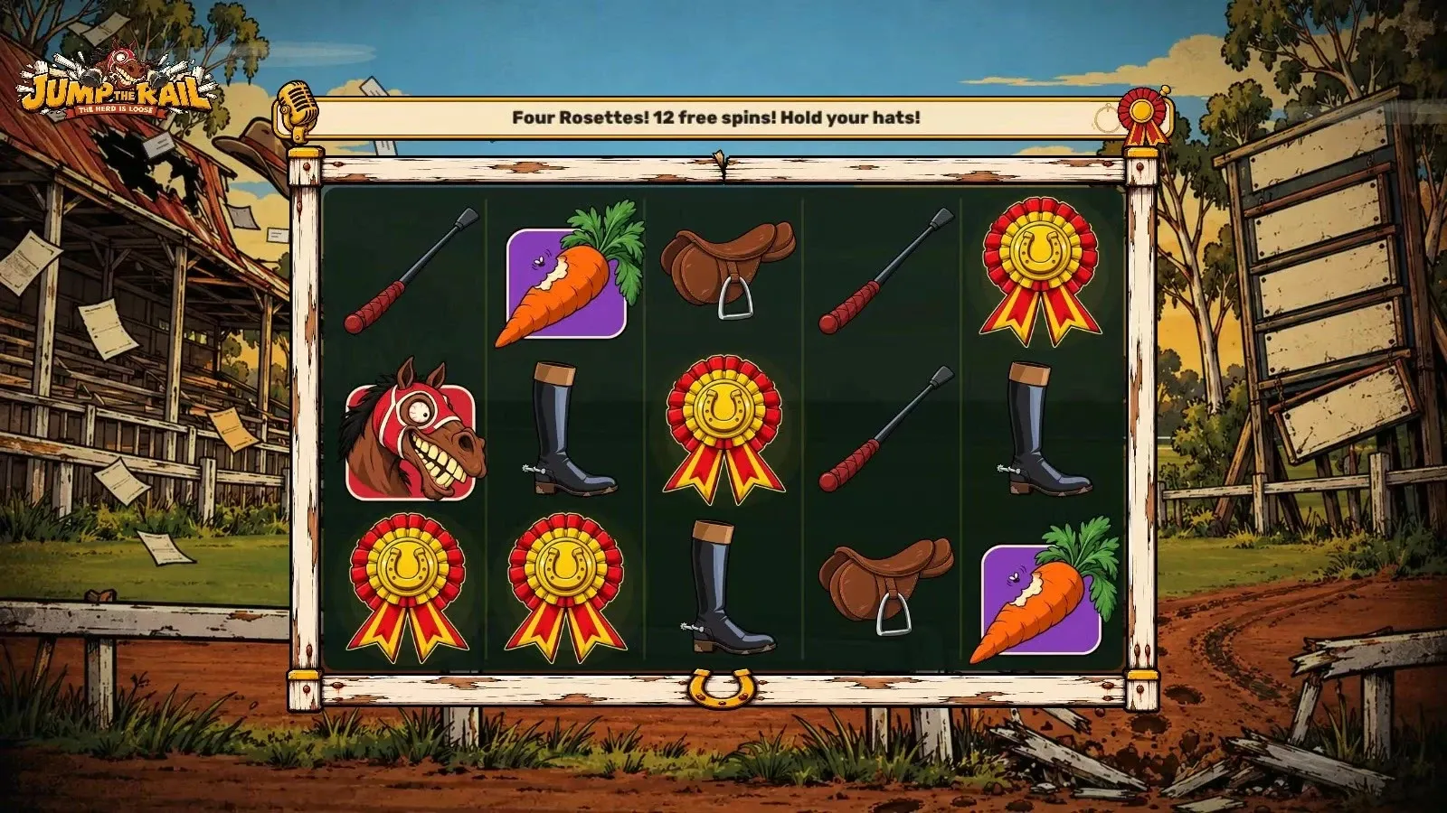 Four Scatters: Four Scatters open Grand Stampede with 12 free spins.
