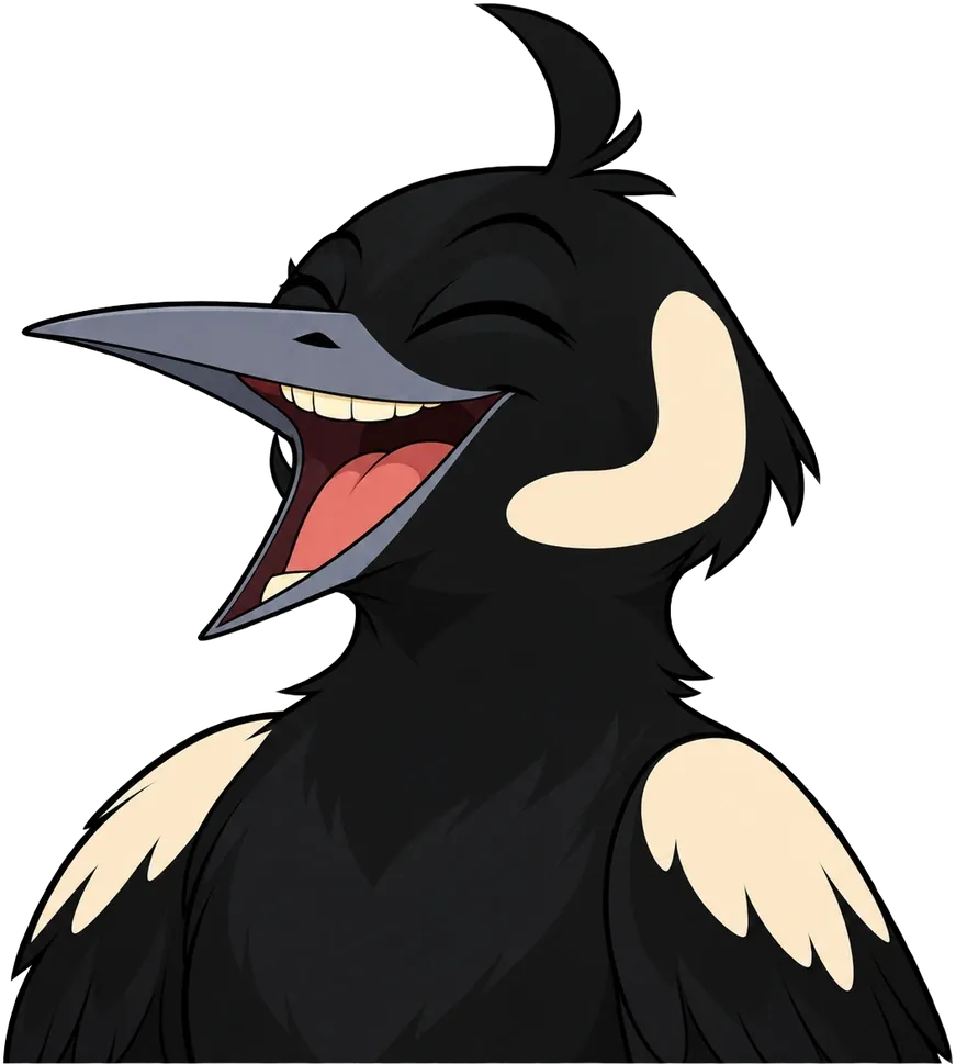 Larry the magpie laughing