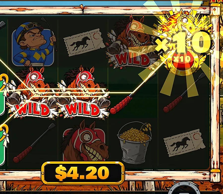 Three runaway horse wilds and the golden Alpha Stallion x10 on the reels