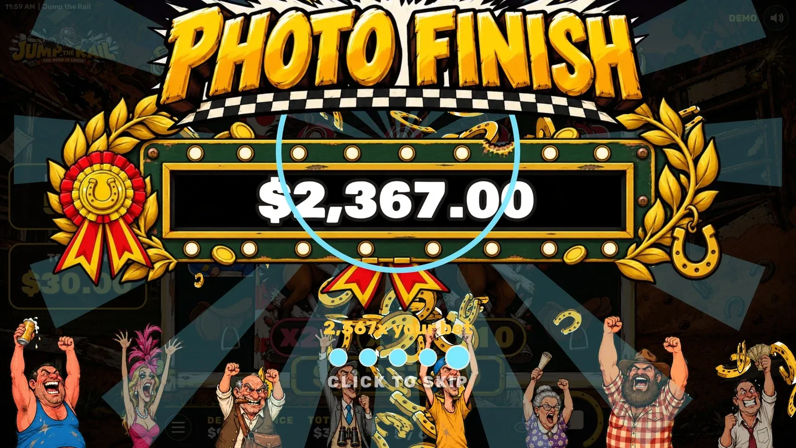 Photo Finish: The win tier for 1,000x and more, here at 2,367x.